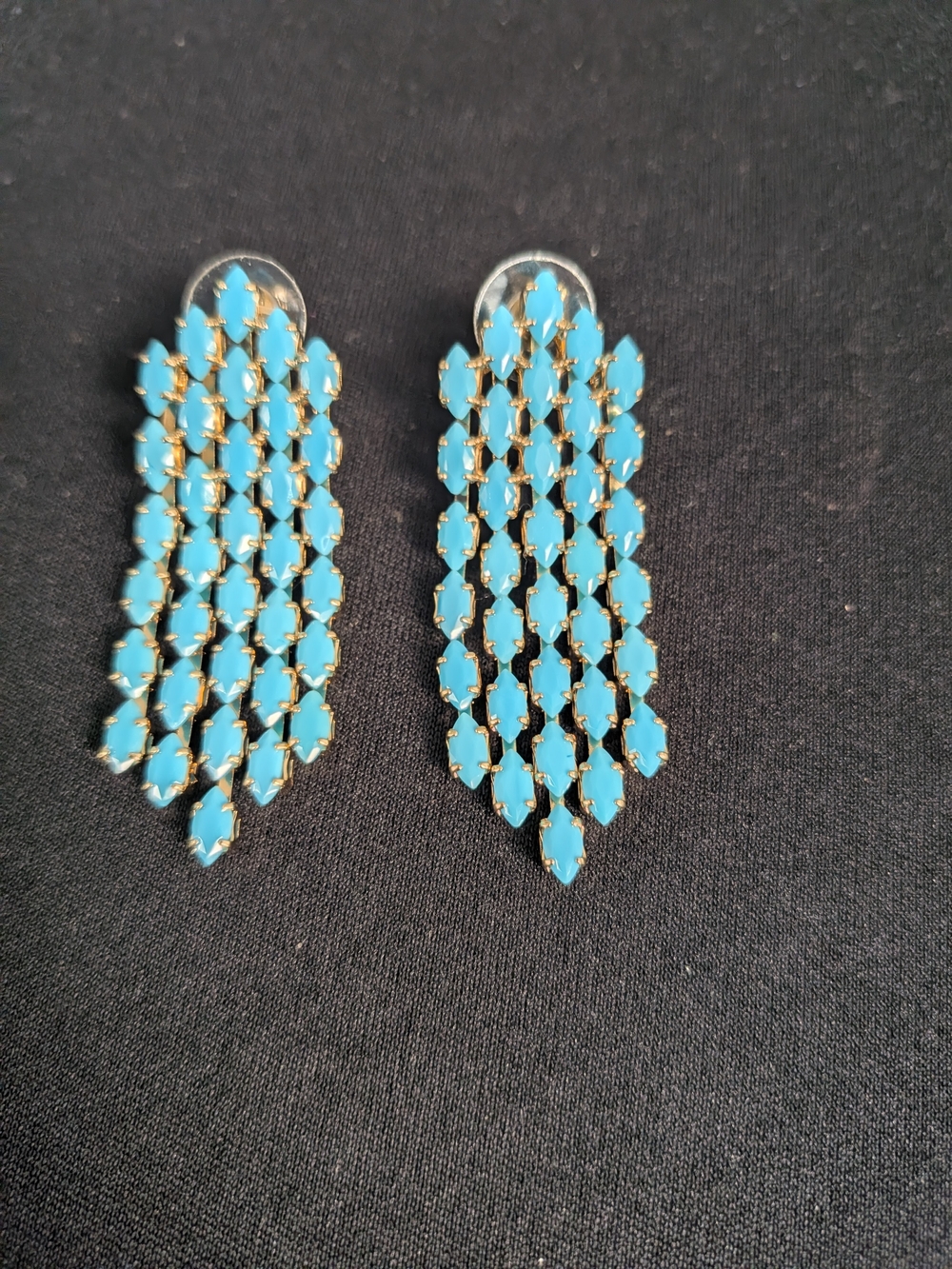 Turquoise Color Cascade Statement Drop Earrings